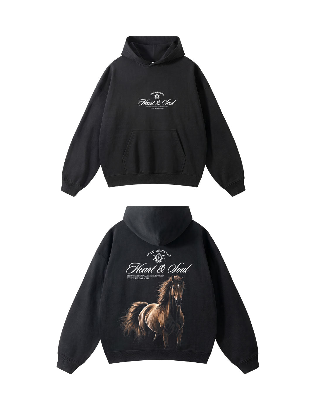 Hoodie Heart and Soul Black - Both sides