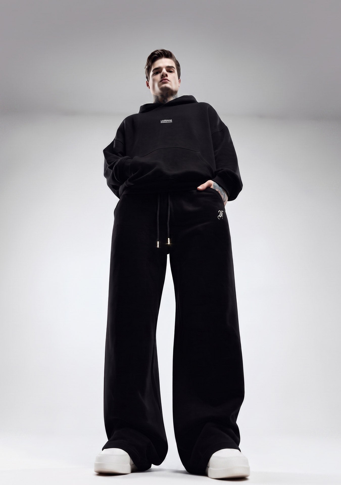 Wide Leg Sweatpants Black - Detail 2