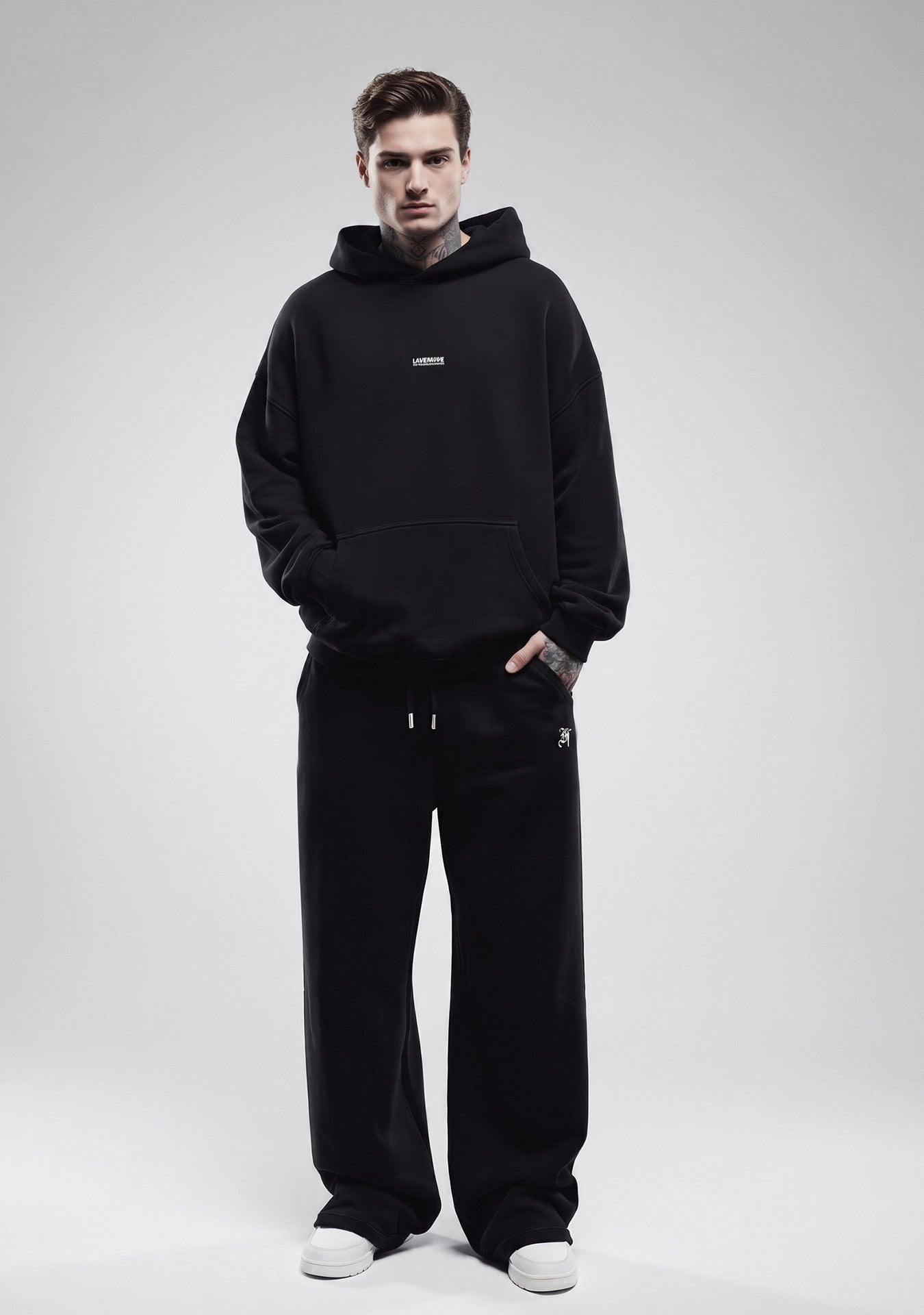 Wide Leg Sweatpants Black - Detail 1